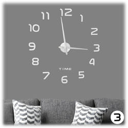 Relaxdays - Orologio da Parete diy, Numeri-3D Adesivo Murale Autoadesivo Facile Montaggio Grandezza Variabile, Argento