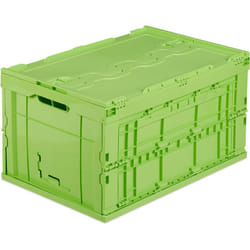 Cassetta Pieghevole, Stabile, da Lavoro, Plastica Resistente, 60L, hlp 32,5x58,5x39,5cm, Verde - Relaxdays