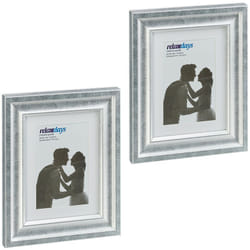 Relaxdays - Set da 2 Cornici Portafoto, 15x20 cm, Porta Foto Passpartout, Verticale ed Orizzontale, Muro e Tavolo, Argento