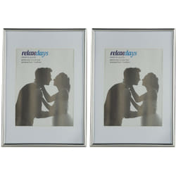Relaxdays Set da 2 Cornici Portafoto, Formato A4, Passe Partout 15x20 cm Ritaglio Vetro, Appoggiare o Appendere, Argento