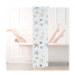 Relaxdays - Tenda a Rullo Ocean, Impermeabile, Vasca, Doccia, Conchiglie, Montaggio a Soffitto, 60x240 cm, Semitrasparente