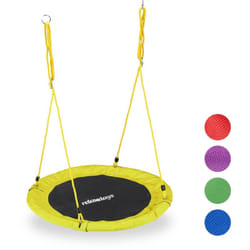 Relaxdays - Altalena da Giardino a Nido, Dondolo per Bambini e Adulti, Regolabile, ø 90 cm, Portata Max. 100 kg, Gialla