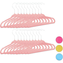 Relaxdays - Set 20 grucce da bambino, in plastica, morbide stampelle per bambini, velluto HxLxP: 18 x 28 x 0,5 cm, rosa