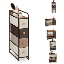 Mobiletto con Cassetti, 4 Tiretti Pieghevoli in Tessuto, Ripiano, hlp 84,5 x 20 x 49,5 cm, Marrone - Relaxdays