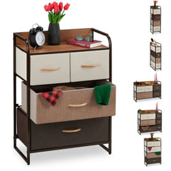 Mobiletto con Cassetti, 4 Tiretti Pieghevoli in Tessuto, Ripiano, hlp hbt 79 x 58 x 31,5 cm, Marrone - Relaxdays