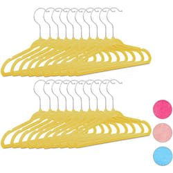 Relaxdays Set 20 grucce da bambino, in plastica, morbide stampelle per bambini, velluto HxLxP: 18 x 28 x 0,5 cm, giallo