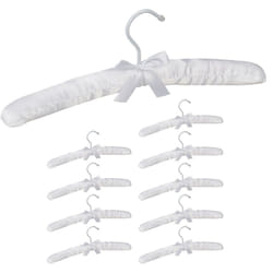 Relaxdays - Grucce Appendiabiti in Raso in Set da 10, Imbottite, Gancio Girevole a 360°, Fiocco Decorativo, 38 cm, Bianche