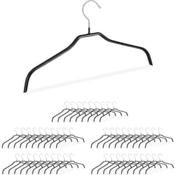 Relaxdays - Set di Grucce Appendiabiti, Rivestimento Antiscivolo, Metallo, 42 cm, Set da 50, Nero