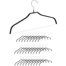 Set di Grucce Appendiabiti, Rivestimento Antiscivolo, Metallo, 42 cm, Set da 30, Nero - Relaxdays