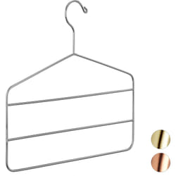 Relaxdays - Gruccia Appendiabiti Multipla, per Pantaloni, Gonne, Sciarpe, Design Elegante, 4 mm, in Metallo, Argento