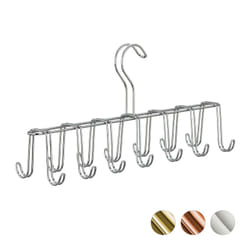 Relaxdays - Gruccia Portacinture in Metallo, Moderno Appendino per Cravatte, Salvaspazio, 14 Ganci da Armadio, Argento