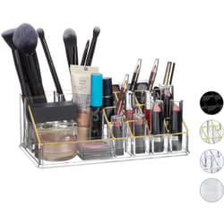 Contenitore Porta-Trucchi In Acrilico, Make-Up Organizer Con 16 Scomparti Per Cosmetici, Rossetti, Oro - Relaxdays
