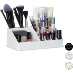 Contenitore Porta-Trucchi In Acrilico, Make-Up Organizer Con 16 Scomparti Per Cosmetici, Rossetti, Bianco - Relaxdays