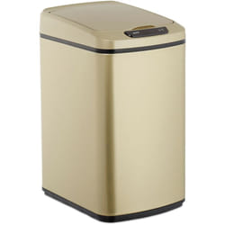 Relaxdays - Cestino dei Rifiuti con Sensore, Automatico 12 l, Cesto Rettangolare con Coperchio & Secchio Interno, dorato