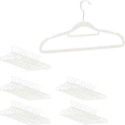 Relaxdays Set XL di Grucce Appendiabiti, Set da 50, Velluto Antiscivolo, Asta per i Pantaloni, Gancio Girevole, Bianco