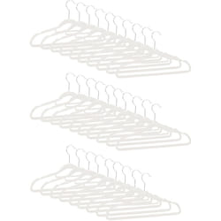 Relaxdays - Set l di Grucce Appendiabiti, Set da 30, Velluto Antiscivolo, Asta per i Pantaloni, Gancio Girevole, Bianco