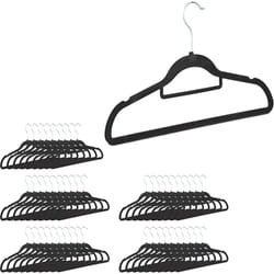 Relaxdays - Set xl di Grucce Appendiabiti, Set da 50, Velluto Antiscivolo, Asta per i Pantaloni, Gancio Girevole, Nero
