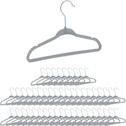 Relaxdays - Set da 50 Grucce Appendiabiti per Bambini, Stampelle Antiscivolo con Asta, Tacche e Gancio Girevole, Grigio