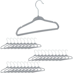 Relaxdays - Set da 30 Grucce Appendiabiti per Bambini, Stampelle Antiscivolo con Asta, Tacche e Gancio Girevole, Grigio