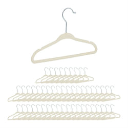 Relaxdays - Set da 50 Grucce Appendiabiti per Bambini, Stampelle Antiscivolo con Asta, Tacche e Gancio Girevole, Beige