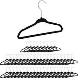 Relaxdays - Set da 50 Grucce Appendiabiti per Bambini, Stampelle Antiscivolo con Asta, Tacche e Gancio Girevole, Nero