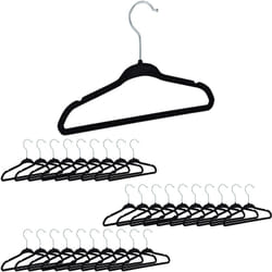 Relaxdays - Set da 30 Grucce Appendiabiti per Bambini, Stampelle Antiscivolo con Asta, Tacche e Gancio Girevole, Nero
