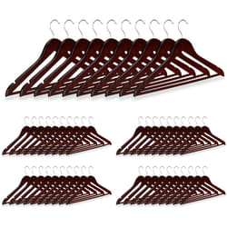 Relaxdays - Set da 50 Grucce, Asta per Pantaloni, Gonne, Camicie, Giacche, Gancio Girevole a 360°, in Legno, Marroni