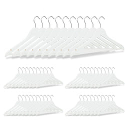 Relaxdays - Set da 50 Grucce, Asta per Pantaloni, Gonne, Camicie, Giacche, Gancio Girevole a 360°, in Legno, Bianche