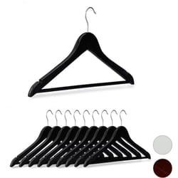 Relaxdays - Set da 10 Grucce in Legno, Asta per Pantaloni, Tacche Laterali, Gancio Girevole a 360°, 44,5 cm, Nero