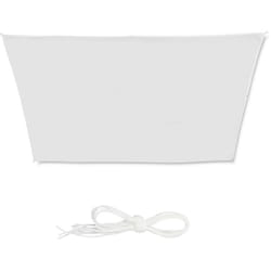 Tenda a Vela Trapezoidale, Idrorepellente, Anti uv, Corde di Supporto, Terrazza e Giardino, 3x5,5x4x4 m,Bianca - Relaxdays