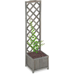 Relaxdays - Vaso Piante con Graticolato, 25L, Griglia 147 cm, Impermeabile, Legno, Fioriera per Balcone e Giardino, Grigio