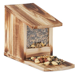 Relaxdays - Mangiatoia per Scoiattoli, Autoportante, in Legno, HxLxP: 17,5 x 12 x 25 cm ca. Colore Legno Fiammato