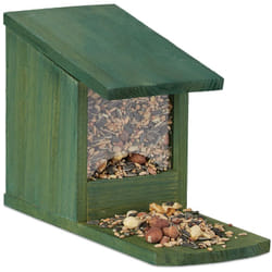 Relaxdays - Mangiatoia per Scoiattoli, Autoportante, in Legno, HxLxP: 17,5 x 12 x 25 cm ca. Colore Verde Scuro