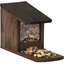 Relaxdays - Mangiatoia per Scoiattoli, Autoportante, in Legno, HxLxP: 17,5 x 12 x 25 cm ca. Colore Marrone Scuro