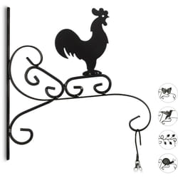 Relaxdays - Ganci Appendivasi con Gallo, Portavasi da Parete, Decorazione da Giardino, in Metallo, 30 x 28 x 2 cm, Nero