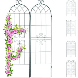 Set 2 Grigliati Giardino per Rampicanti, in Metallo 180x50cm Design a forma di arco, ad Incastro, Verde Scuro - Relaxdays
