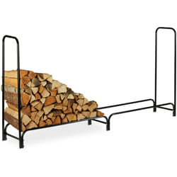 Relaxdays - Scaffale Portalegna, Molto Largo, senza Telo Protettivo, Mobile per Camino in Metallo, hlp 122x245x40 cm, Nero