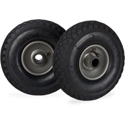 Set di 2 Ruote per Carriola, Ruota Completa ad Aria 3.00-4 con Cerchione in Acciaio, Asse d: 25mm, Nero-Grigio - Relaxdays