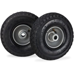 Set di 2 Ruote 3.00-4 per Carriola, ad Aria, 260x85 mm, Cerchione in Acciaio, max.100 kg, Nero-Grigio - Relaxdays