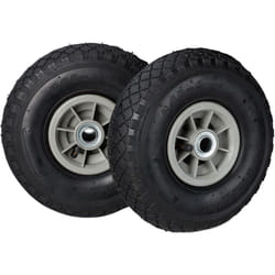 Relaxdays - Set di 2 Ruote 3.00-4 per Carriola, ad Aria, 260x85 mm, Cerchione in Plastica, max.80 kg, Nero-Grigio