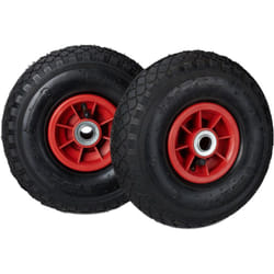 Relaxdays - Set di 2 Ruote 3.00-4 per Carriola, ad Aria, 260x85 mm, Cerchione in Plastica, max.80 kg, Nero-Rosso