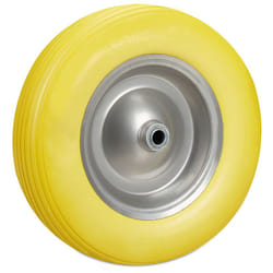 Ruota per Carriola 4.80 4.00-8 in Gomma Piena Cerchione di Acciaio, Antipanne, Carico 100 kg, Giallo Grigio - Relaxdays