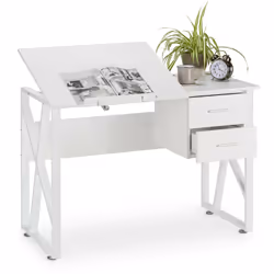 La scrivania con superficie regolabile in varie altezze vi permette o lavorare comodamente al computer o di disegnare con con ...