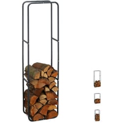 Relaxdays - Scaffale per Legna, HxL: 150 x 40 cm, Porta-Legna per Camino, Stufa, Interni ed Esterni, Acciaio, Antracite
