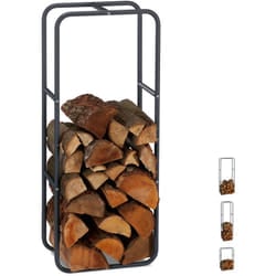 Relaxdays - Scaffale per Legna, HxL 100 x 40 cm, Porta-Legna per Camino, Stufa, Interni ed Esterni, Acciaio, Antracite