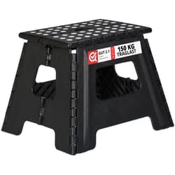 Sgabello Pieghevole l, Trasportabile, da Bagno o Campeggio, Bambini, fino a 150 kg, Plastica, h 30 cm, Nero - Relaxdays