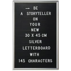 Relaxdays - Letter Board con Cornice, Lettere Numeri Caratteri Speciali, Bacheca con Scanalature xl, 30x45 cm, Argento