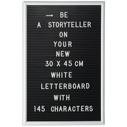 Relaxdays - Letter Board con Cornice, Lettere Numeri Caratteri Speciali, Bacheca con Scanalature xl, 30x45 cm, Bianco