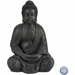 La statua grande in ceramica raffigura Buddha seduto in posizione meditativa ed è un talismano per la fortuna e per la conosc ...