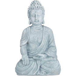 Relaxdays - Statua Zen del Buddha Seduto xl, 40 cm, Feng Shui, per Esterni, da Giardino, Decorativa, Grigio Chiaro